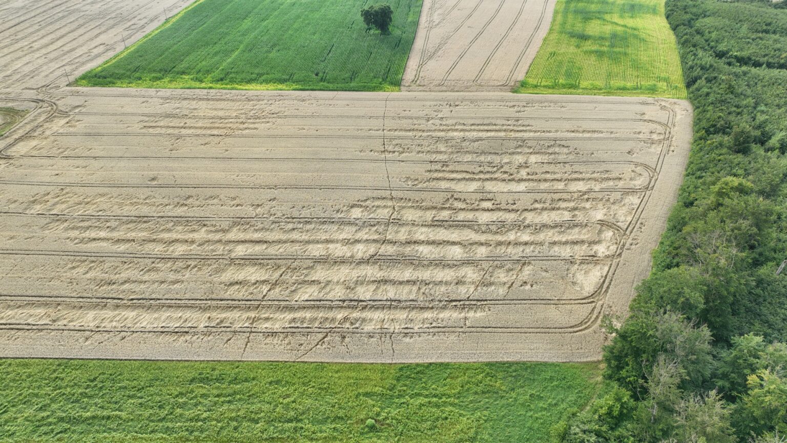 Szkoda Deszcz nawalny zdjęcie z drona